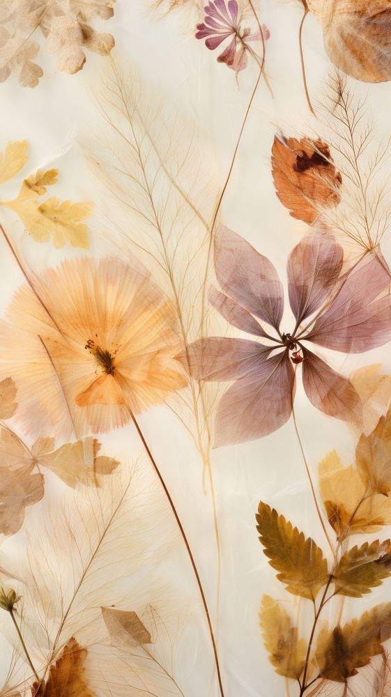 Real pressed foliage flower backgrounds pattern.