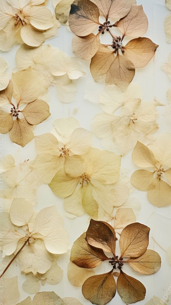 Real pressed hydrangea flowers backgrounds petal plant.
