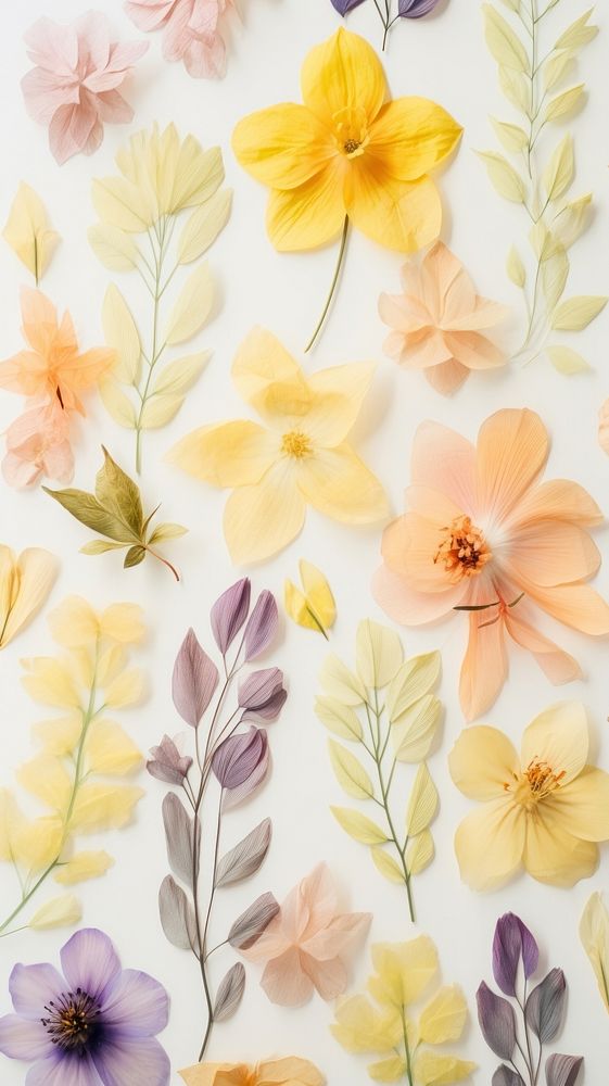 Real pressed tropical flowers backgrounds pattern petal.