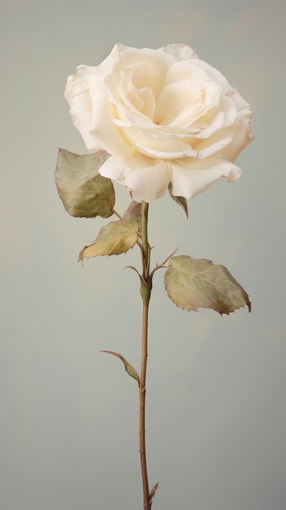 Real pressed white rose flower blossom petal.