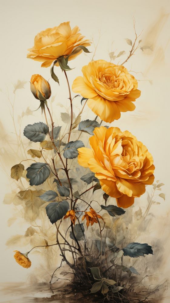 Yellow Rose flower rose painting.