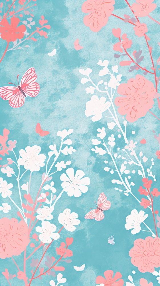 Flowers and butterfly backgrounds wallpaper pattern.