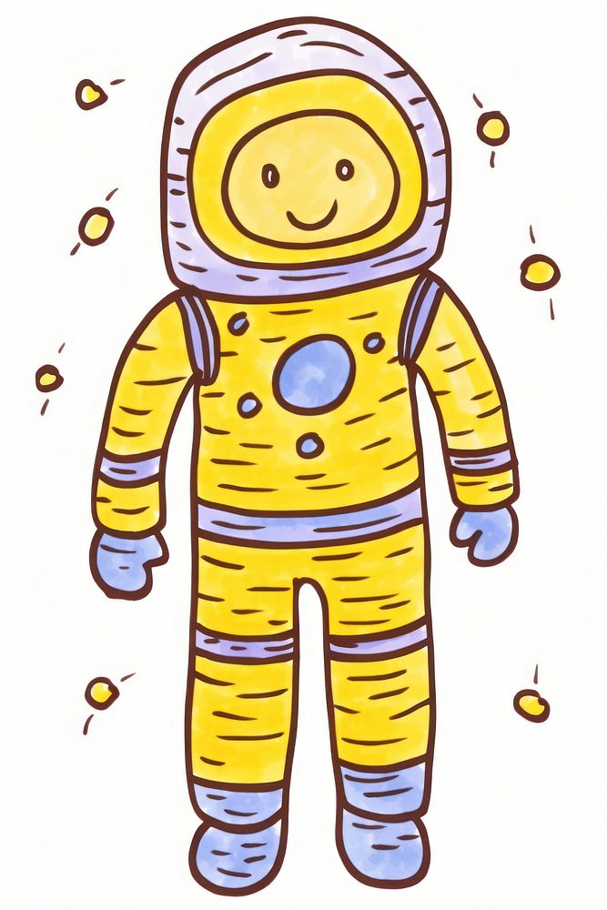 Doodle illustration astronaut cartoon white background protection.