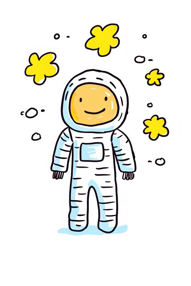 Doodle illustration astronaut cartoon outdoors drawing.