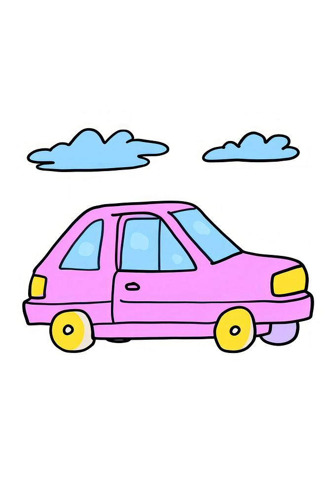 Doodle illustration car vehicle cartoon purple.