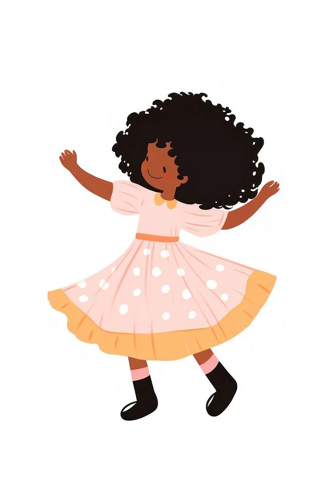 Doodle illustration happy black children dancing cartoon cute.