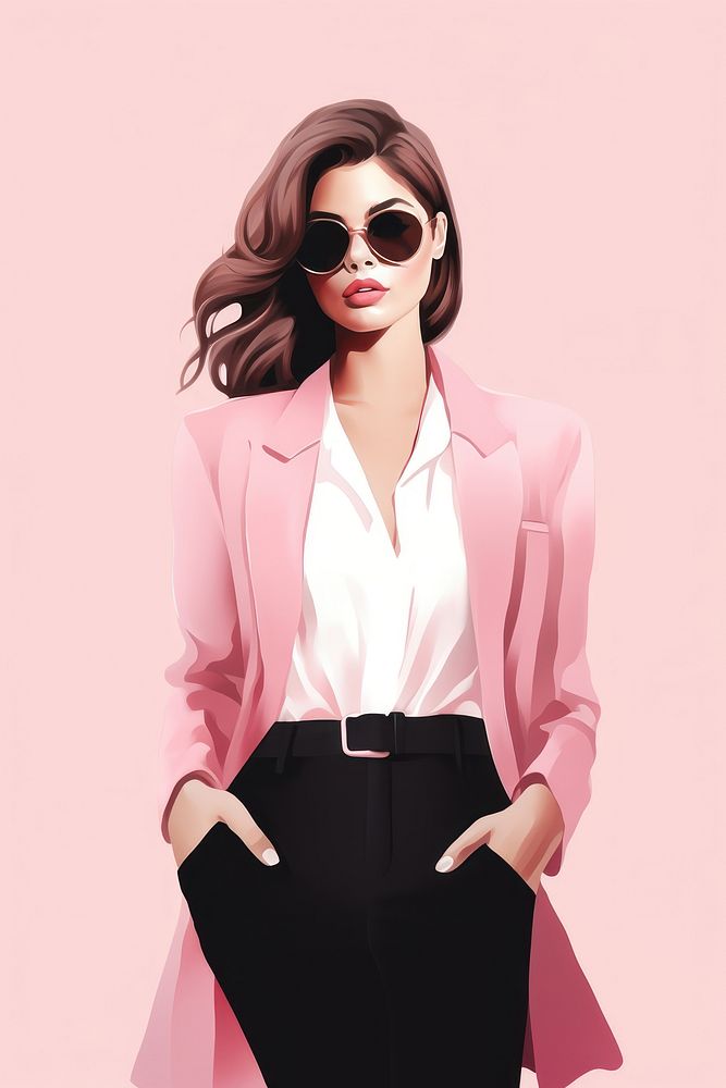 Girl boss aesthetic illustration blouse sleeve blazer.