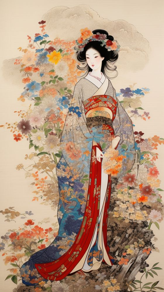 Kiyo-e art daisy fashion kimono adult.