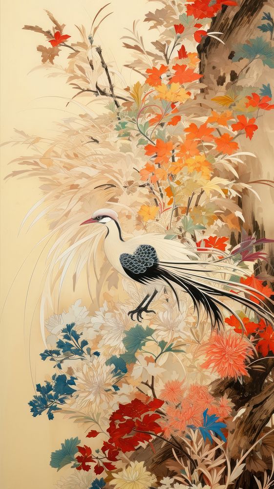 Kiyo-e art pampas painting pattern animal.