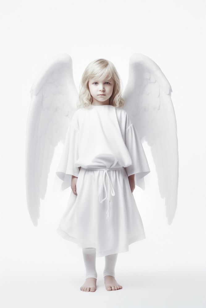 Little white guardian angel portrait child photo.