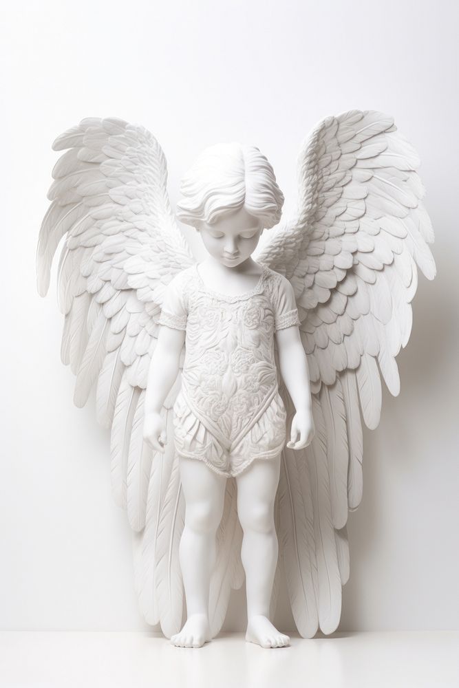 Little white guardian angel representation creativity sculpture.