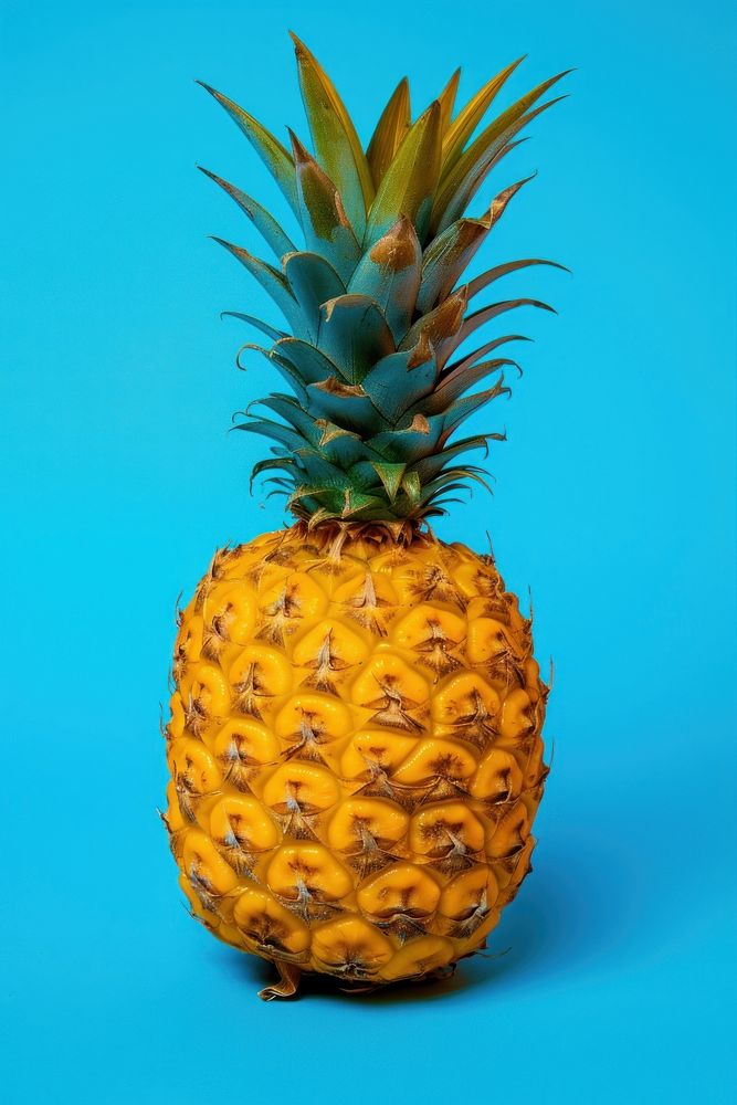 Photo of pineapple fruit plant blue.