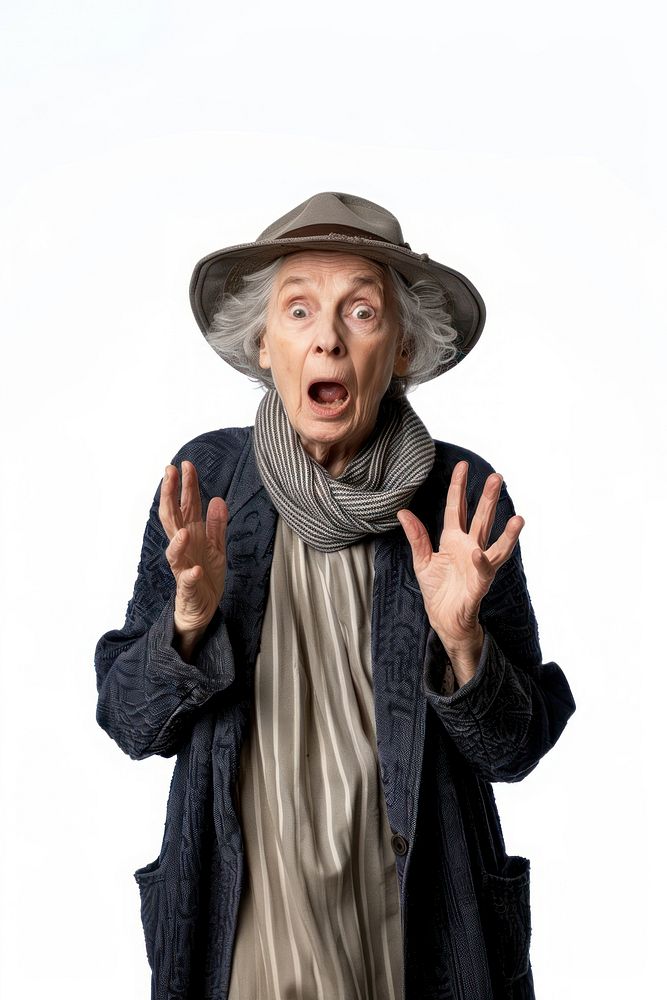Senior woman portrait shouting adult.