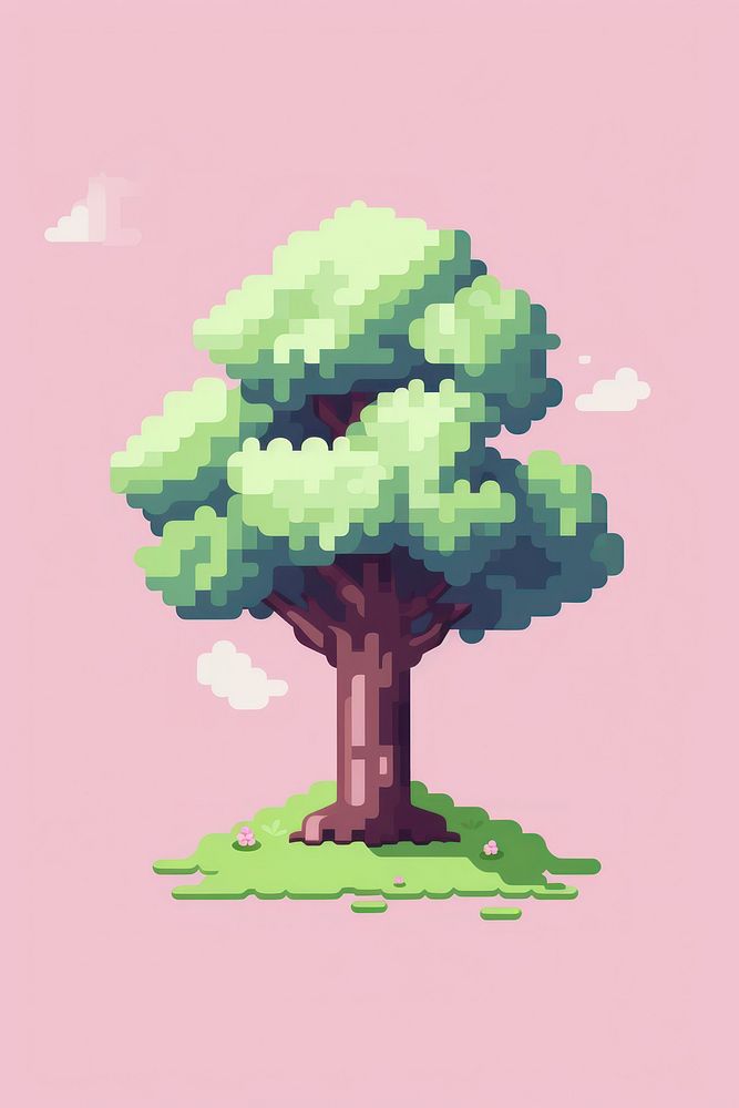 Tree pixel plant art illustrated.