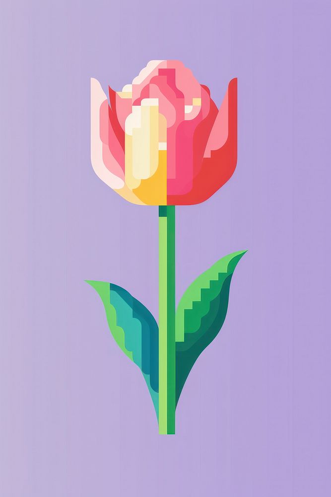 Tulip flower pixel plant rose inflorescence.