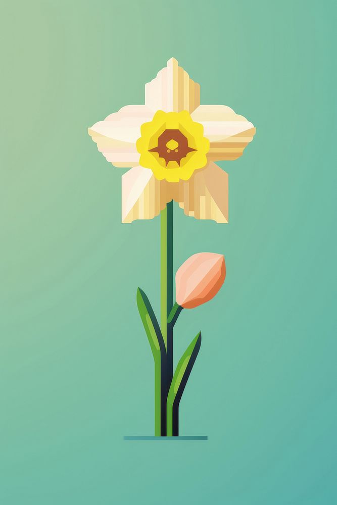 Daffodil flower pixel daffodil symbol | Premium Photo Illustration ...