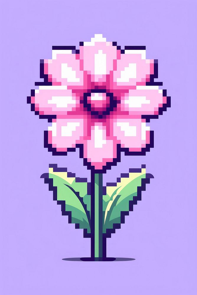 Fan Flower flower pixel graphics blossom purple.