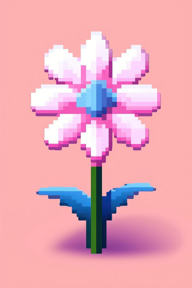Flower pixel art graphics purple.