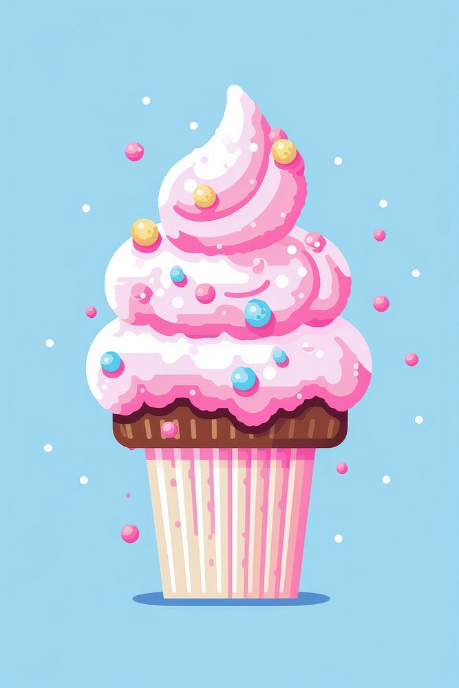 Ice cream pixel cupcake dessert icing.