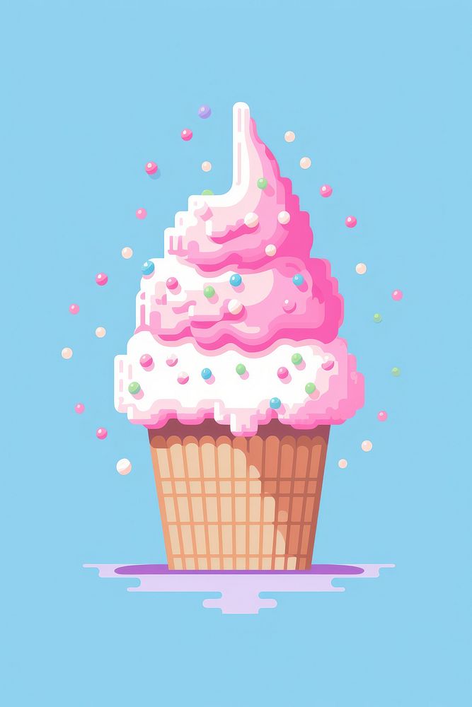 Ice cream pixel dessert cupcake food.