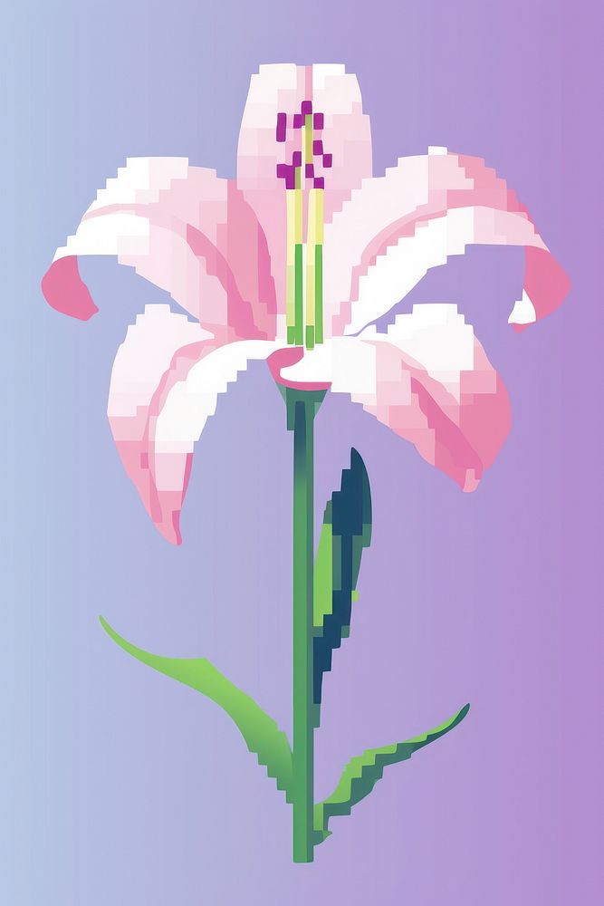 Lily flower pixel plant inflorescence creativity.