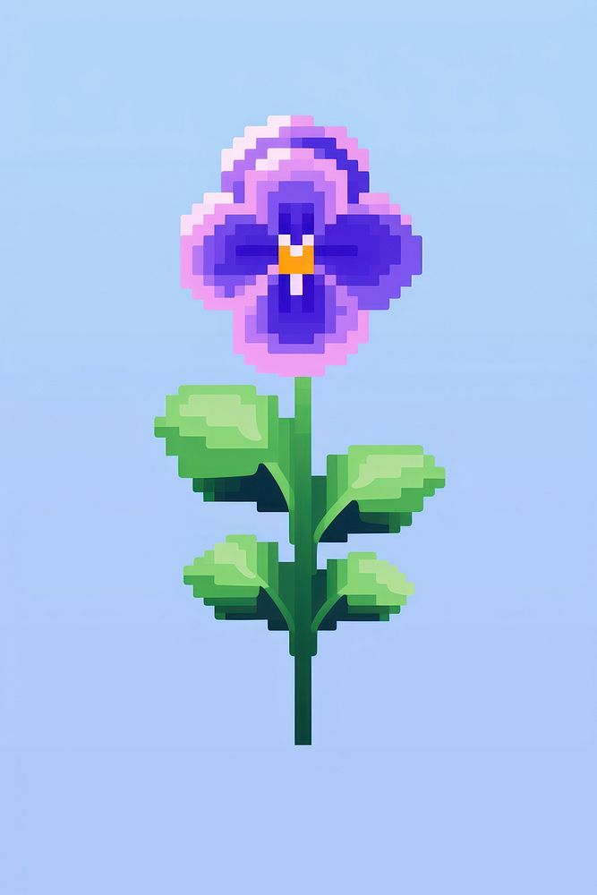 Pansies flower pixel plant inflorescence pixelated.