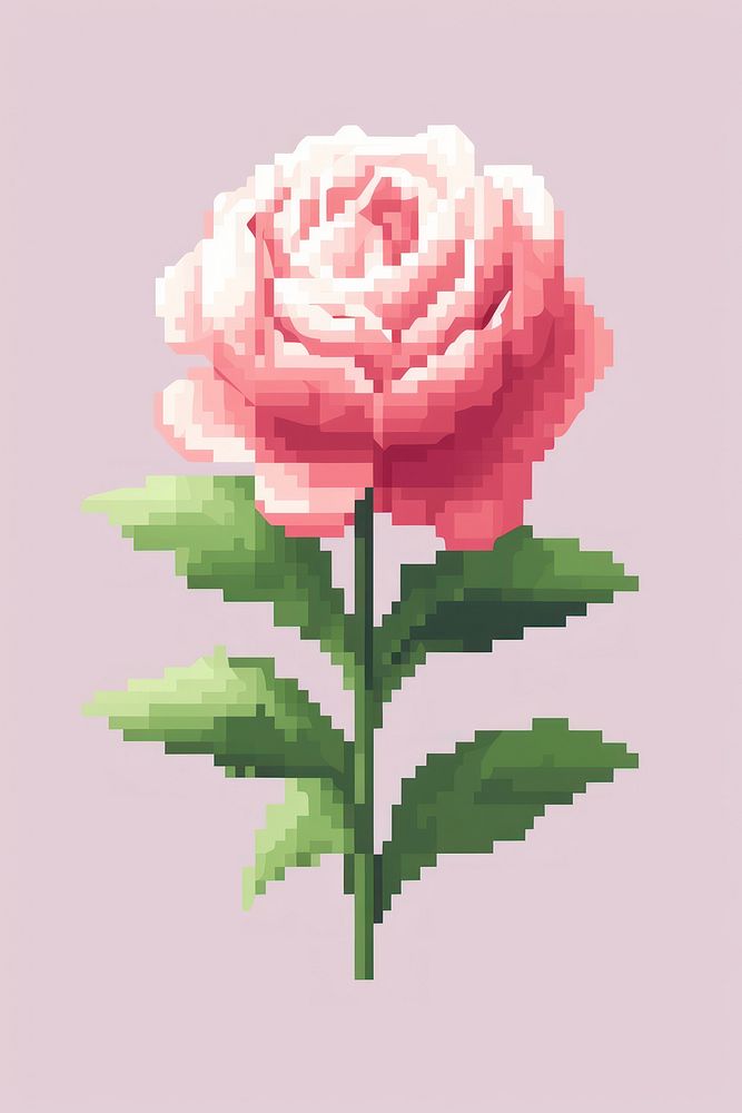 Peony flower pixel plant rose art.
