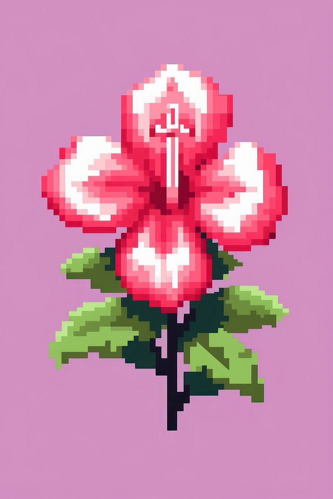 Rose of Sharon flower pixel art graphics pattern.