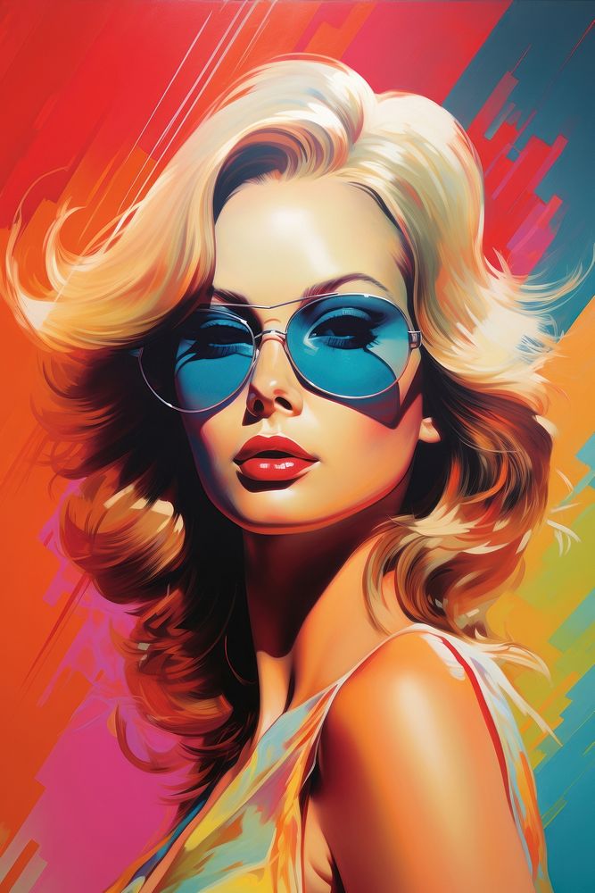 1970s airbrush art of a beauty girl sunglasses portrait adult.