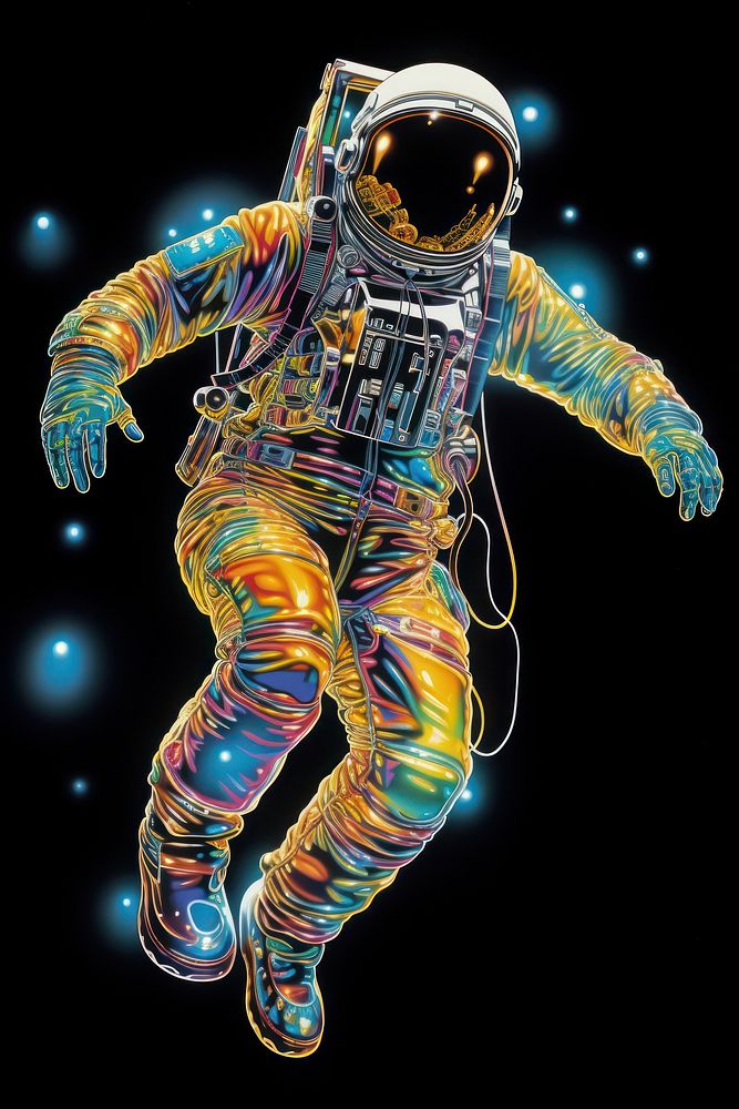 A floating astronaut space illuminated futuristic.