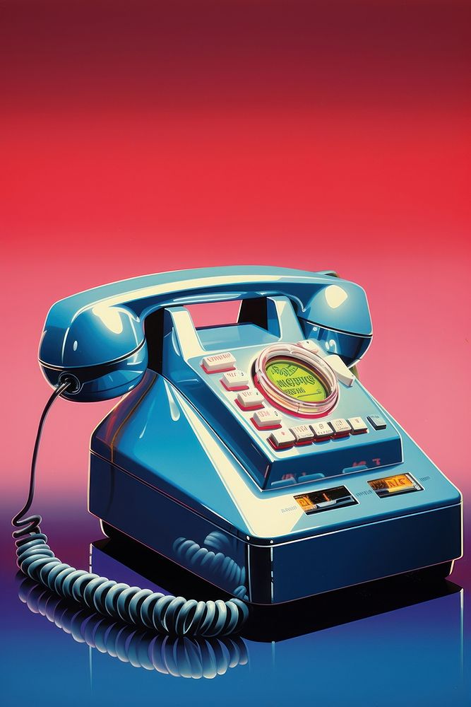 1970s airbrush art of a smartphone nostalgia electronics technology.