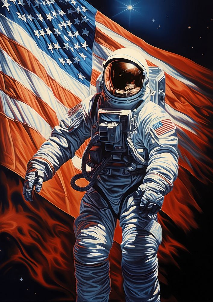 An astronaut flag patriotism protection.