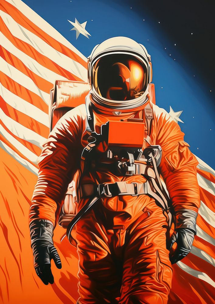 An astronaut flag patriotism painting.