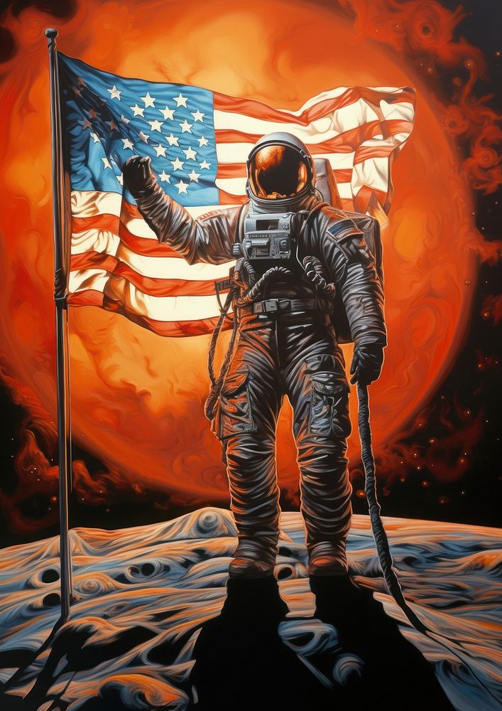 An astronaut flag adult representation.