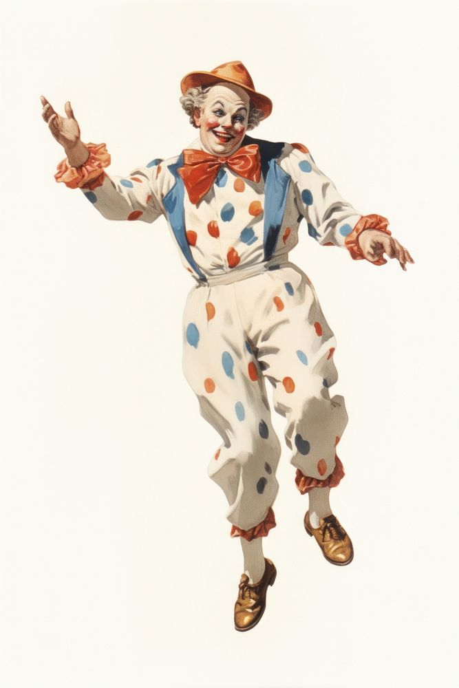 Vintage illustration of clown dance representation celebration performer.
