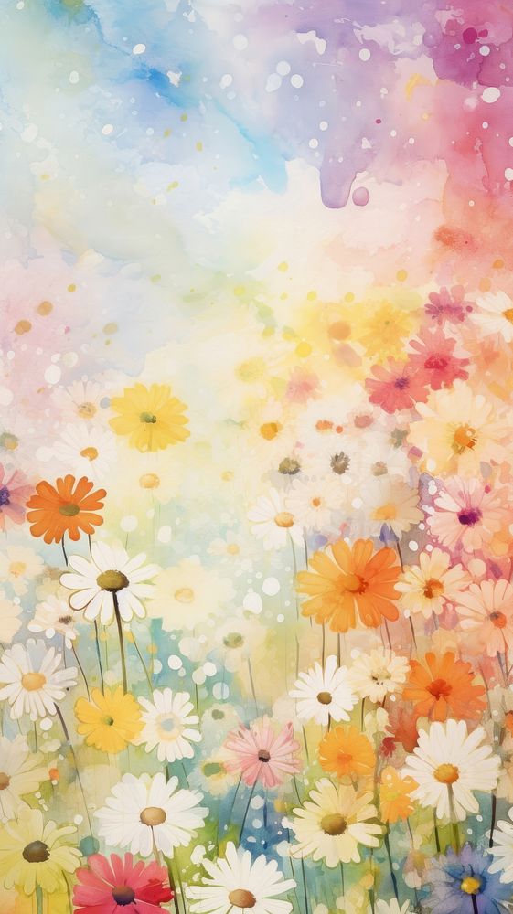 Wallpaper flower field painting outdoors petal.
