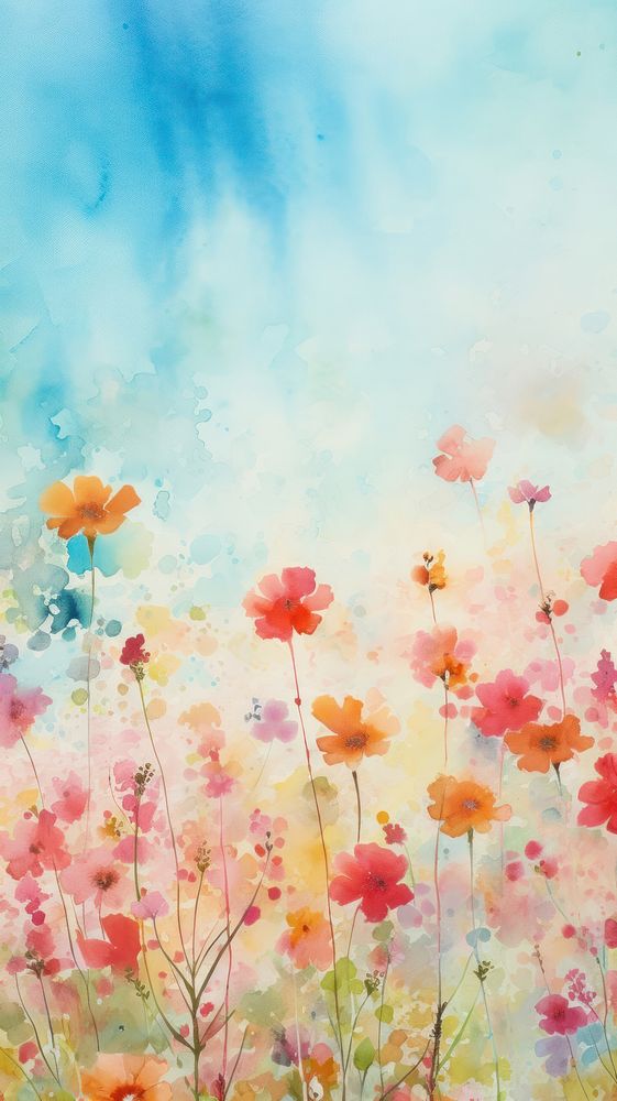 Wallpaper flower field painting outdoors nature.