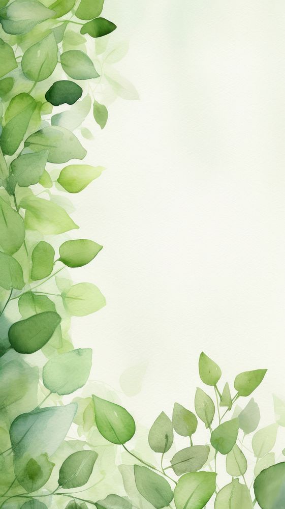 Wallpaper Green leaves green pattern plant.