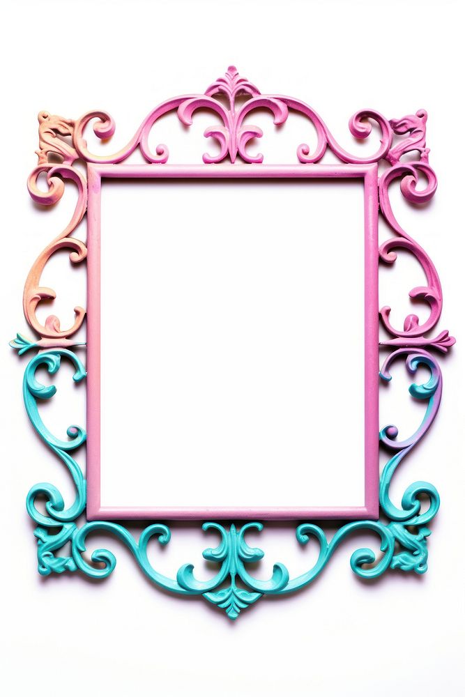 Colorful iron frame rectangle white background architecture.