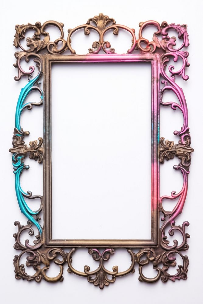 Colorful iron frame rectangle white background architecture.