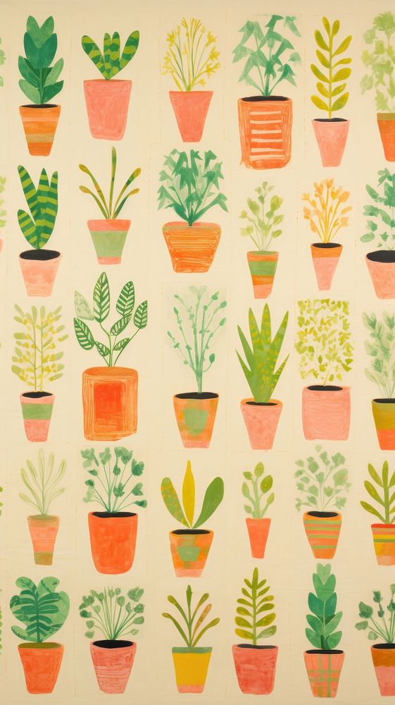 Big potted plants backgrounds pattern herbs.