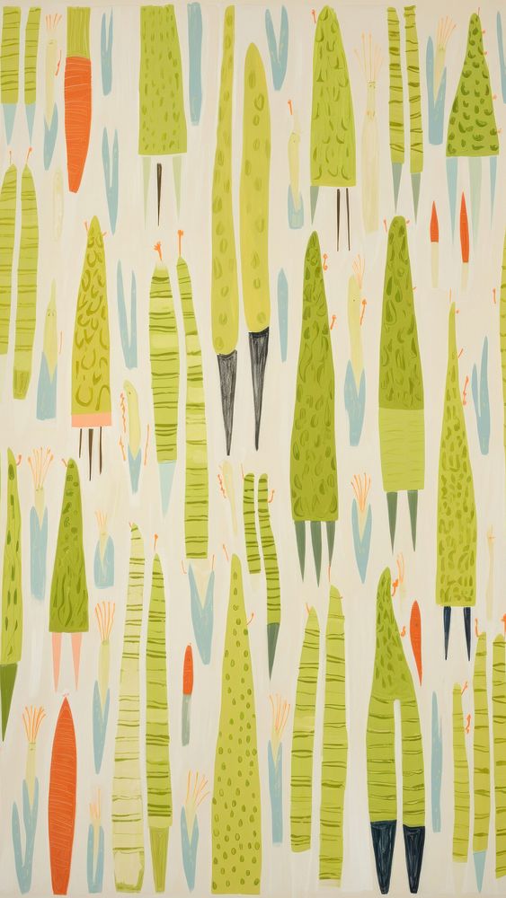 Jumbo asparaguses vegetable pattern backgrounds painting.