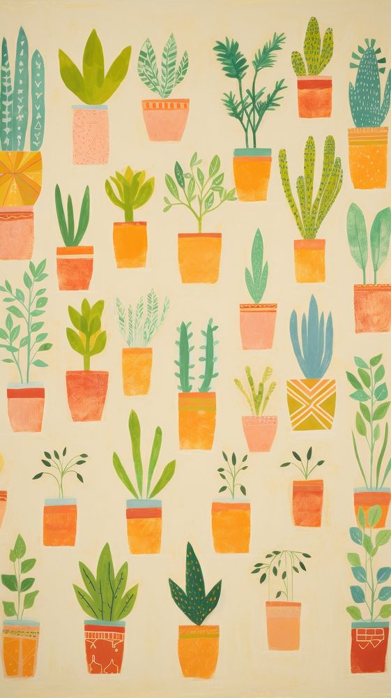 Jumbo potted plants backgrounds pattern herbs.