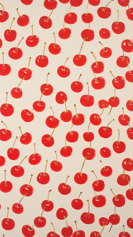 Large red cherries backgrounds wallpaper pattern.