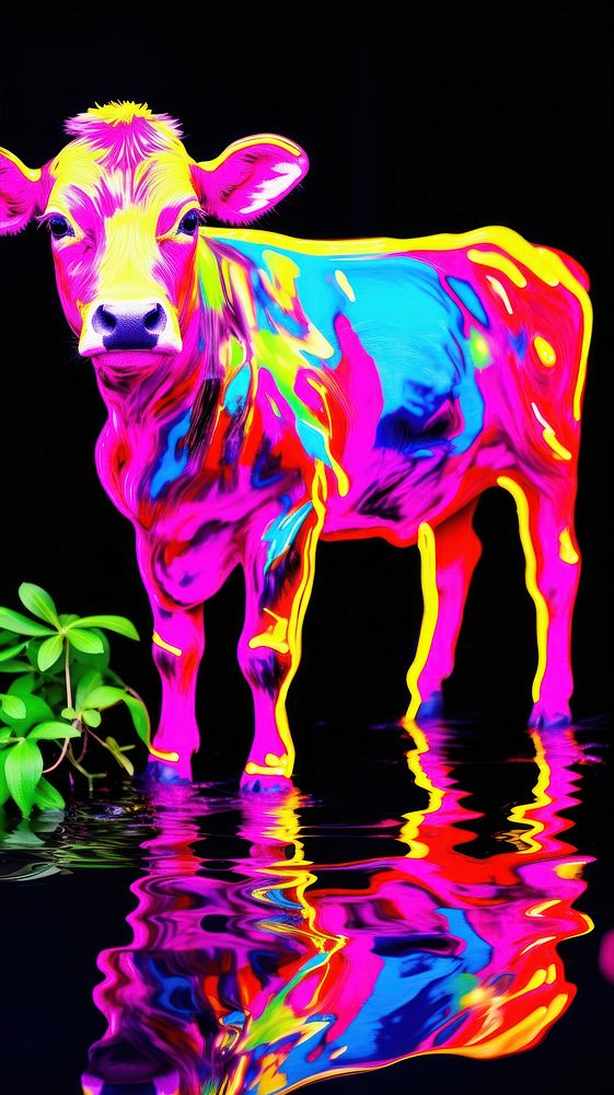 Cow purple livestock mammal.
