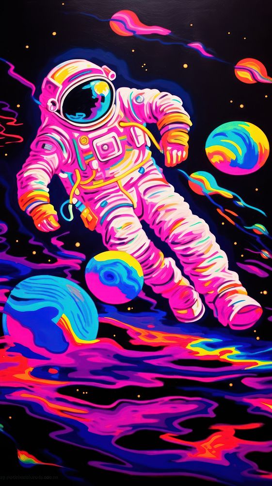 Astronaut purple painting creativity.