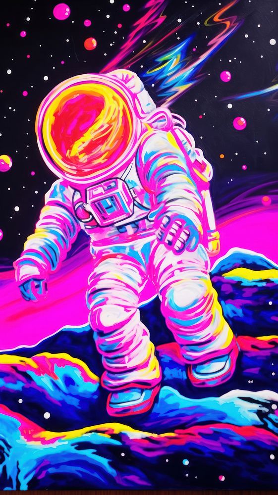 Astronaut purple painting representation.