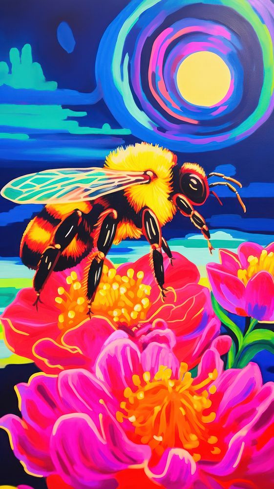 Bee purple flower animal. | Premium Photo Illustration - rawpixel