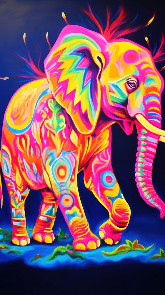 Elephant walking painting animal mammal.