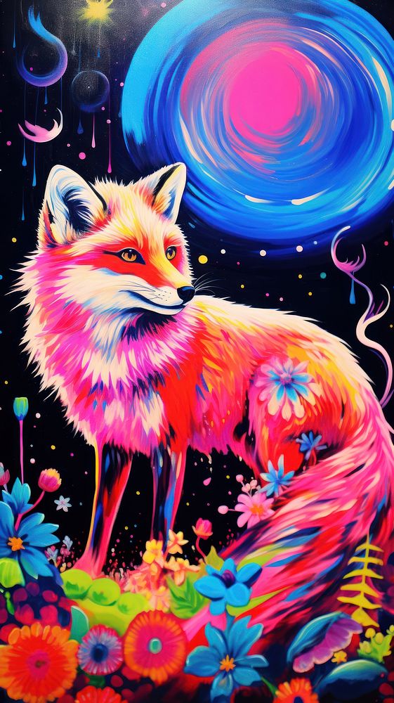 Fox painting purple animal.